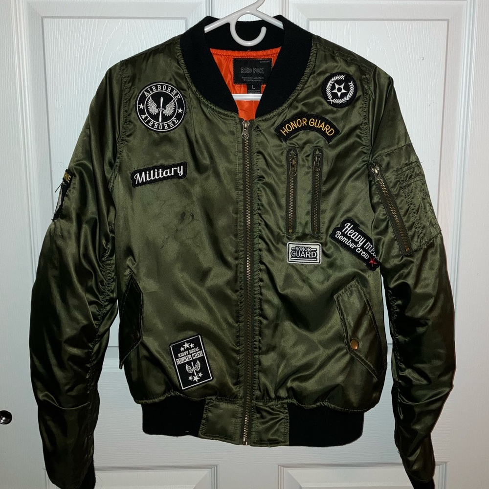 Red Fox Women’s Bomber Jacket with Patches (Insulated)